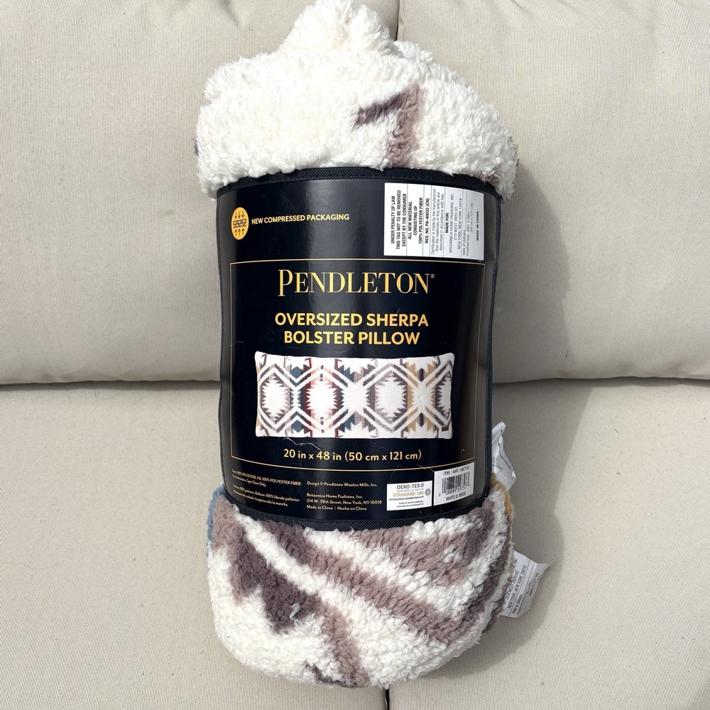 Pendleton Oversized Sherpa Bolster Pillow White Sands 20X48 Southwestern NEW